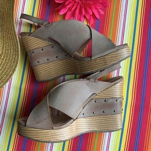 Coconuts Taupe Wedges Size 7